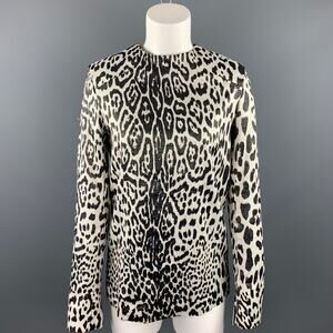 HAIDER ACKERMANN Silver & Black Leopard Print Silk Blend Blouse